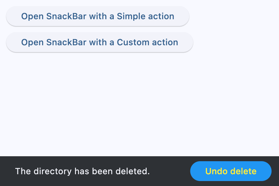带自定义操作的 SnackBar
